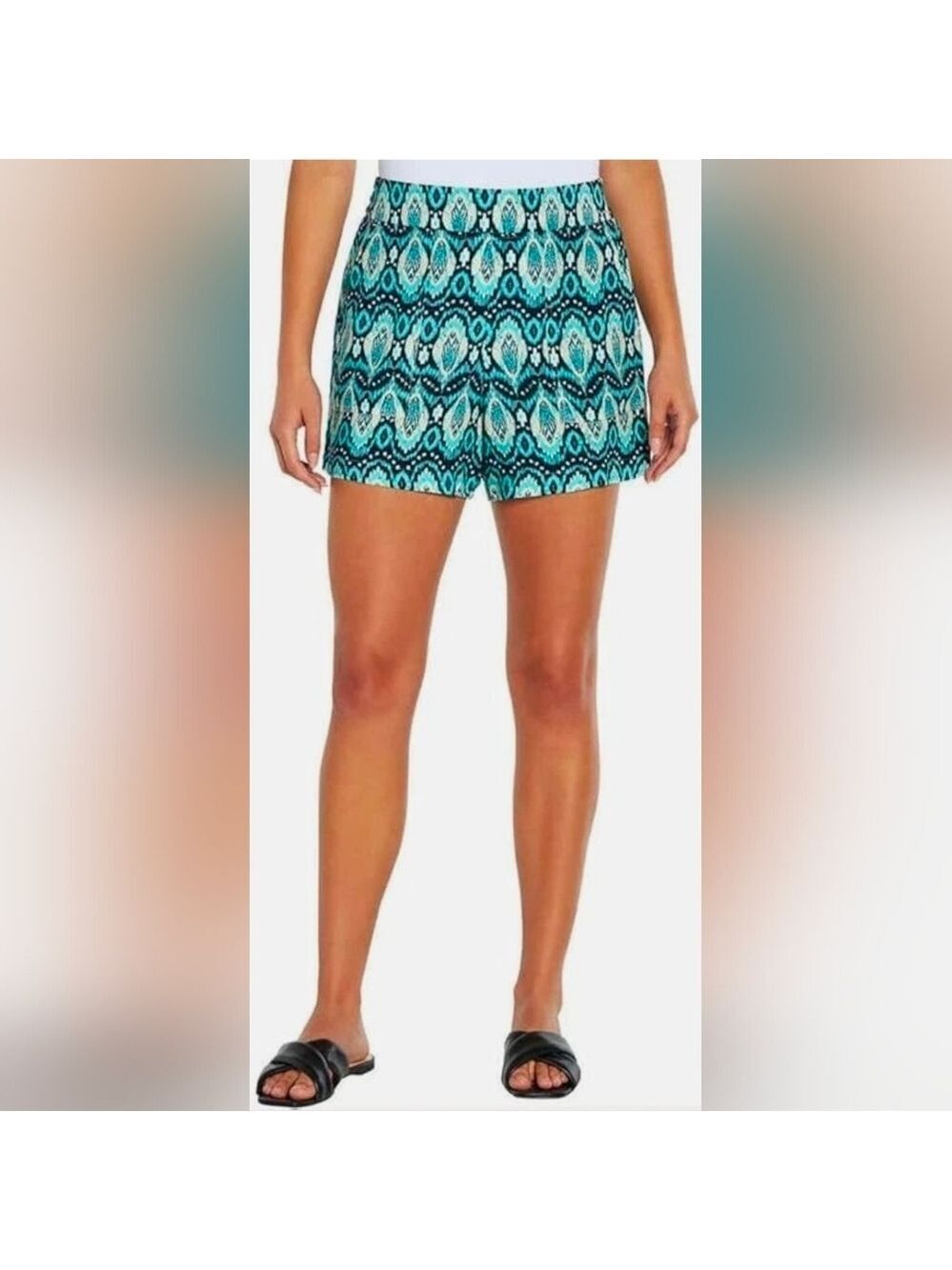 Wildfox Teal and Black Geometric Shorts Size M